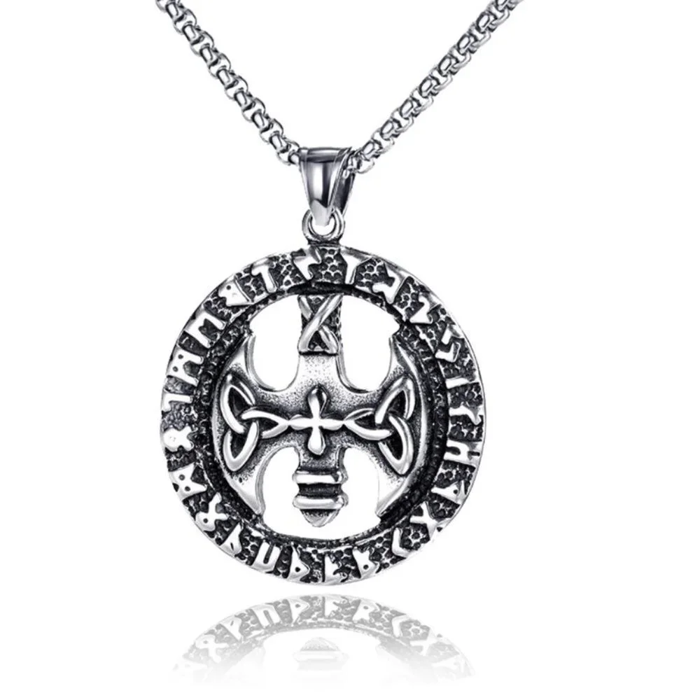 ❤️Viking axe titanium steel pendant necklace for women/men, N90201P175